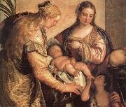 Paolo Veronese The Sacred one Famililia with Holy Barbara and the young one San Juan the Baptist one Spain oil painting artist